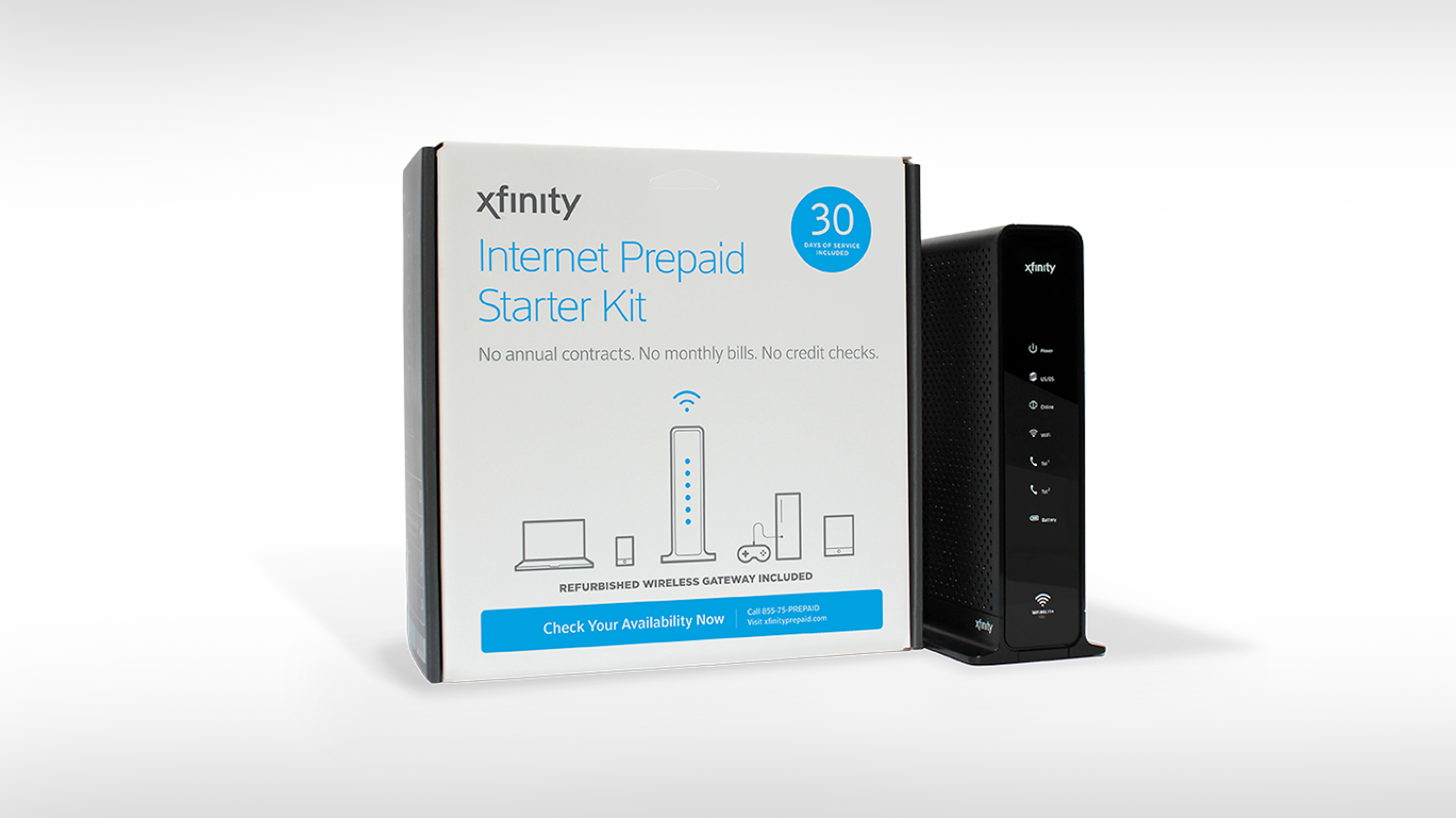 An Xfinity Internet prepaid starter kit.